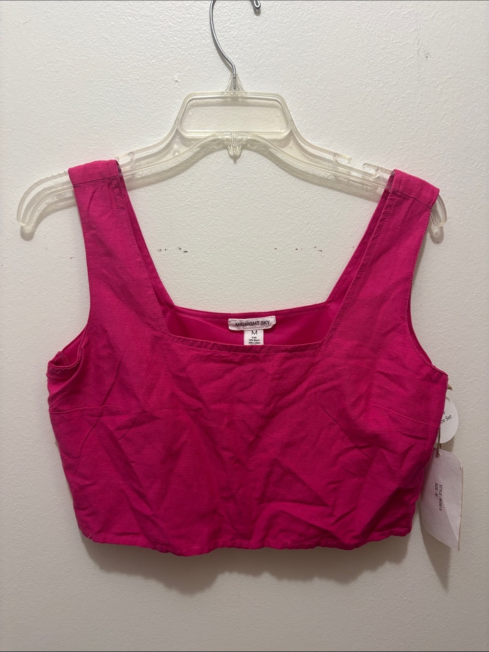 Linen Blend Hot Pink Crop Tank Size Medium NEW